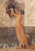 Osman Hamdy Bey Jeune fille disposant des fleurs dans un vase (mk32) oil painting